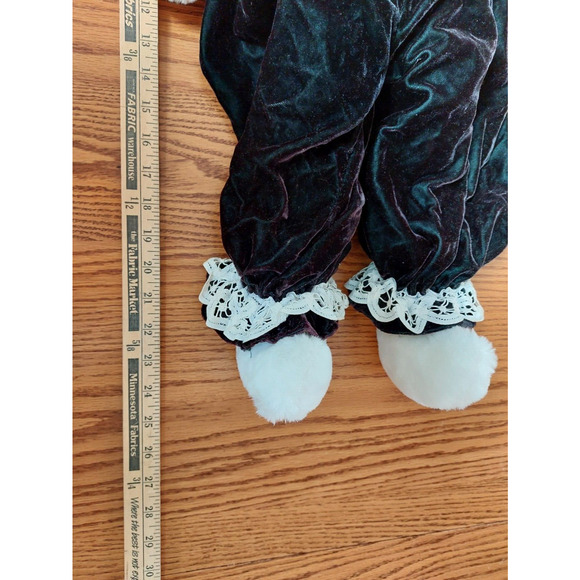 Bunnies and Bows by Brass Key Plush Bunny Rabbit Green Velvet Outfit 24" Toy - Picture 10 of 11